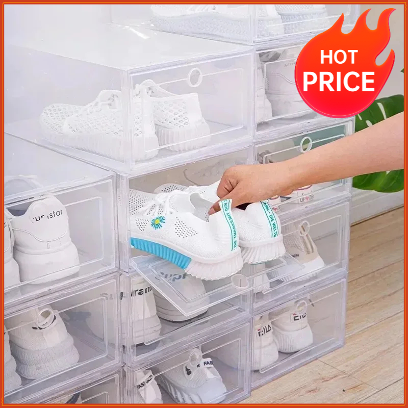 Sneaker Case - 6pcs Transparent Shoe Boxes Stackable Shoe