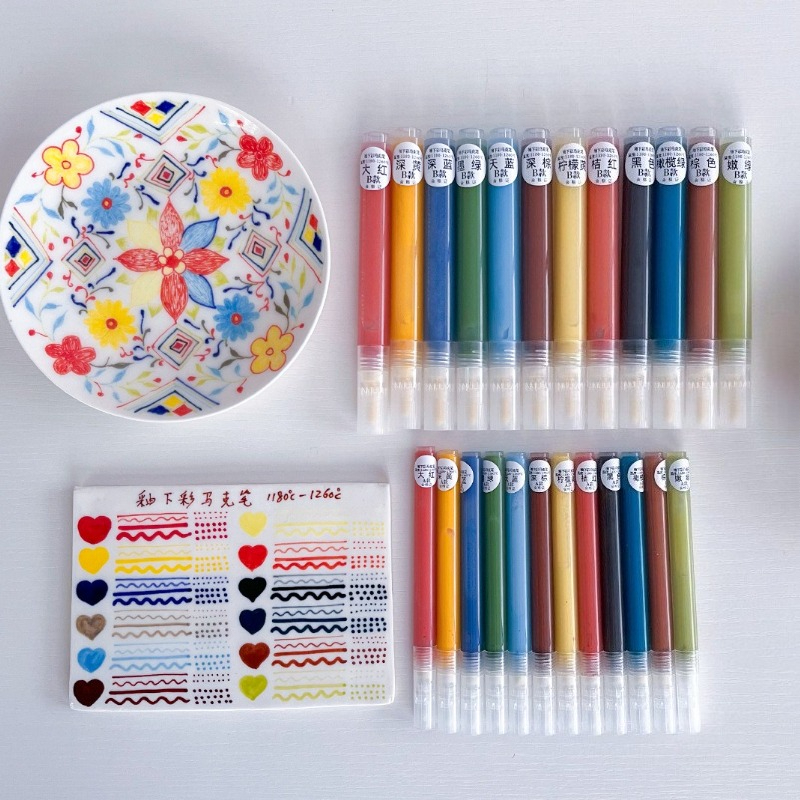 Midsole Marker Paint - 12 Colors Underglaze Marker Pen Ceramic